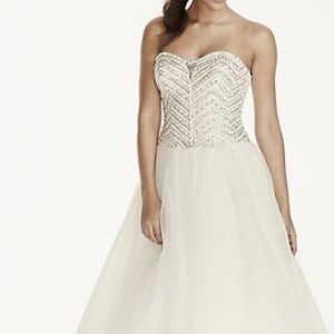 David’s Bridal Jewel Crystal Chevron Tulle Princess Wedding Quinceañera …